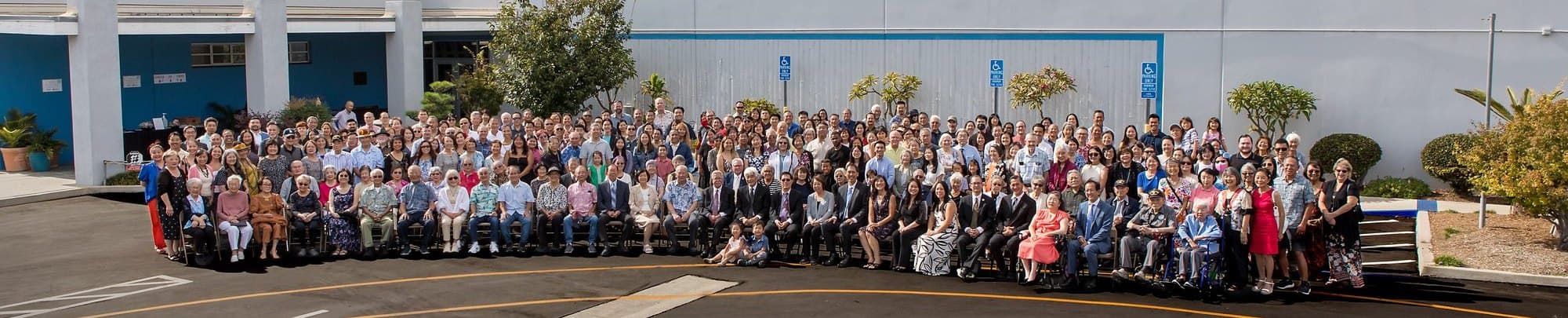 The whole community gathered outside the center for its 100th anniversary in 2025